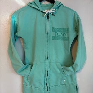 TOMS Mint Green Zip Hoodie Women’s XS Logo Sweatshirt